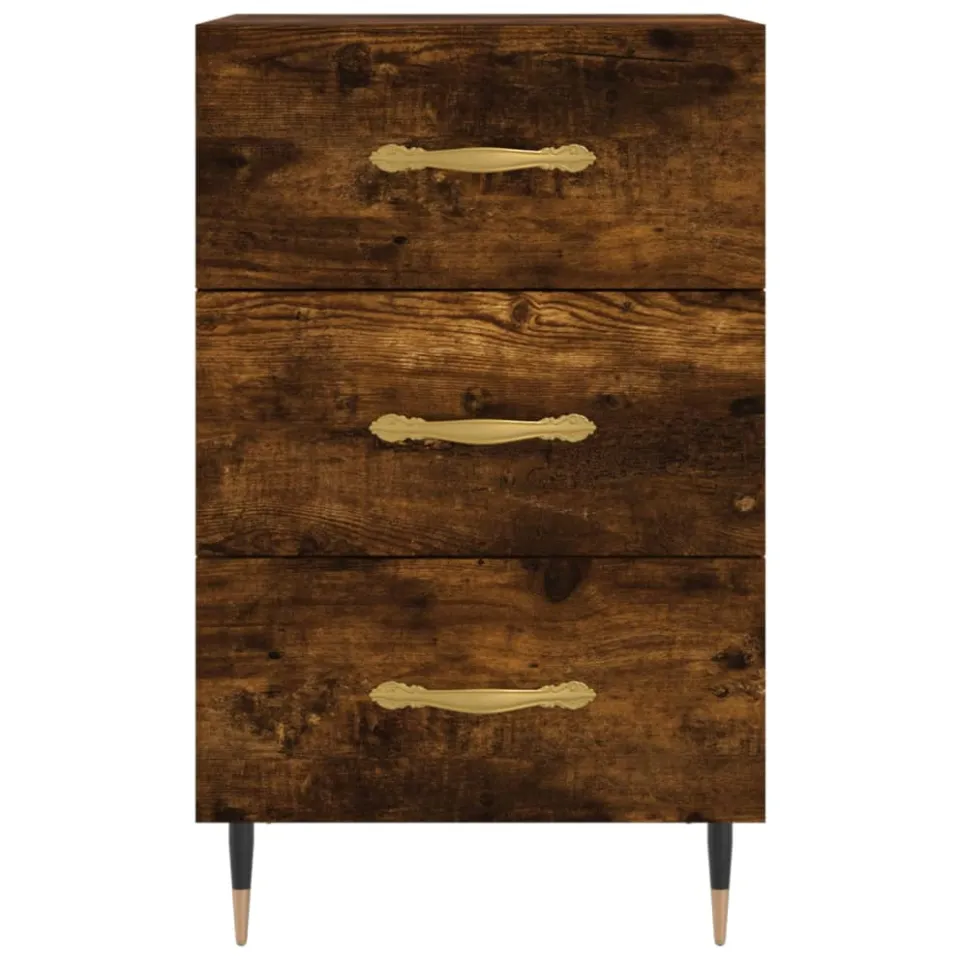 vidaXL Nachtkastje 40x40x66 cm bewerkt hout gerookt eikenkleurig