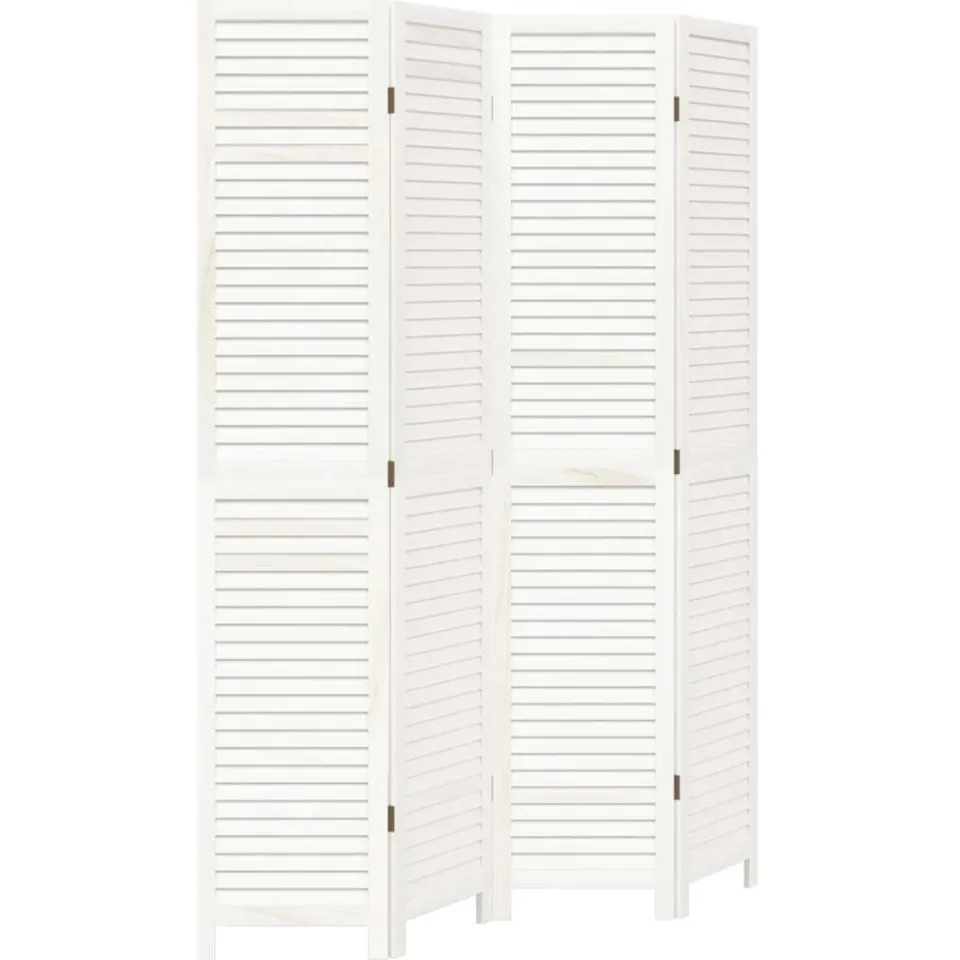 vidaXL Kamerscherm met 4 panelen massief paulowniahout retro wit