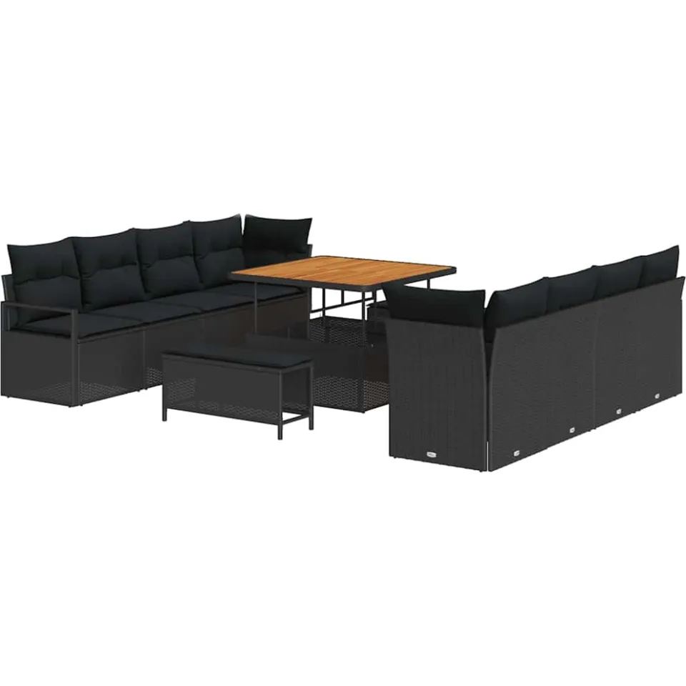 vidaXL Tuinbankenset 11 st Zwart poly rattan, foto 4
