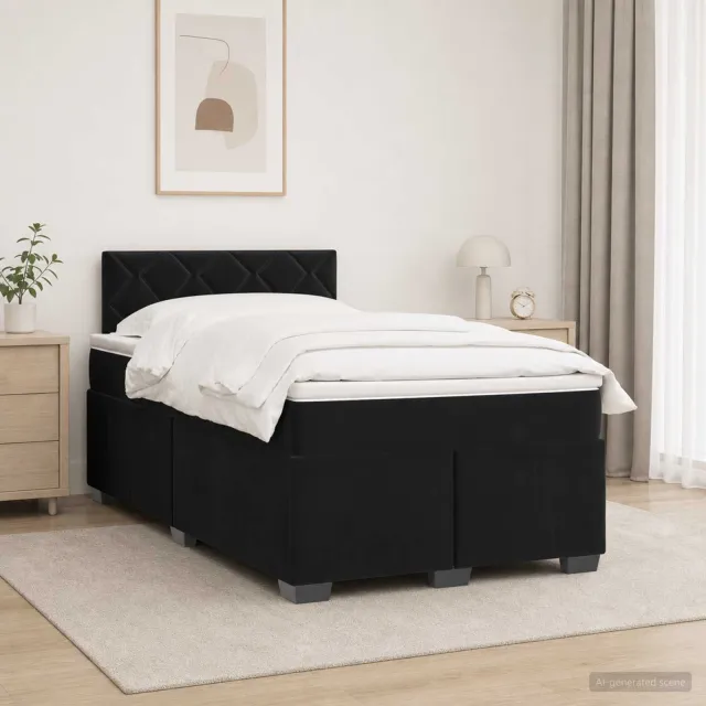 vidaXL Boxspringbed met matras Zwart 120 x 190 cm Fluweel
