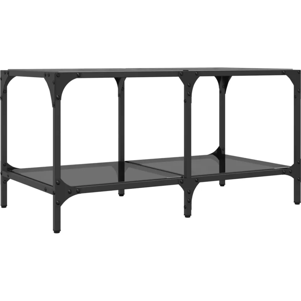 vidaXL Salontafel met zwart glazen blad 78,5x40x40 cm staal, foto 4