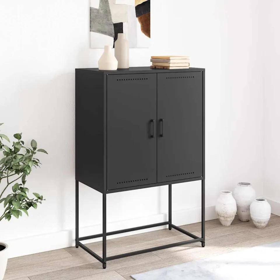 vidaXL Hoge kast 68,5x38,5x107 cm staal zwart, foto 2