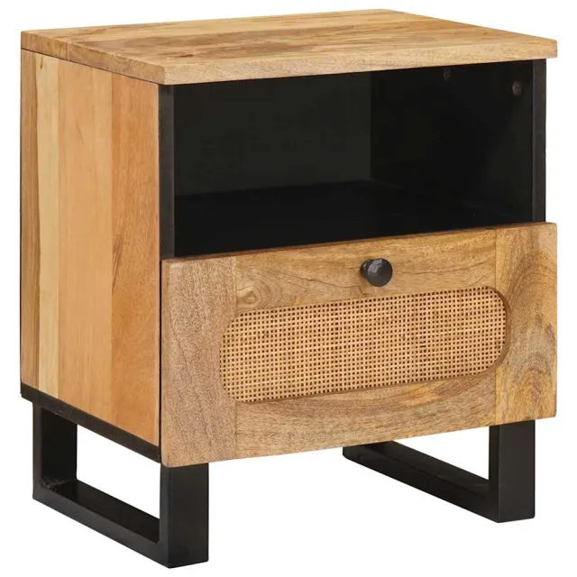 vidaXL Nachtkastje met lade Naturel 40 x 33 x 46 cm Massief Mango Hout Bruin