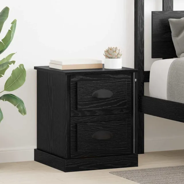 vidaXL Nachtkastje 2 st Zwart Eiken 39 x 39 x 47.5 cm Bewerkt hout