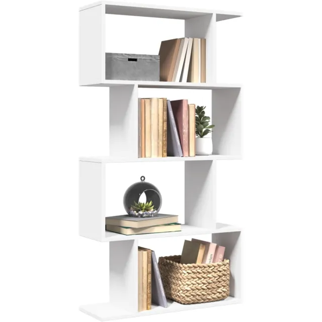 vidaXL Kamerverdeler Boekenkast 4-laags Wit 70x24x129 cm Bewerkt Hout