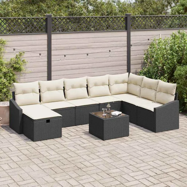 vidaXL Bankstel 8 st poly rattan Zwart