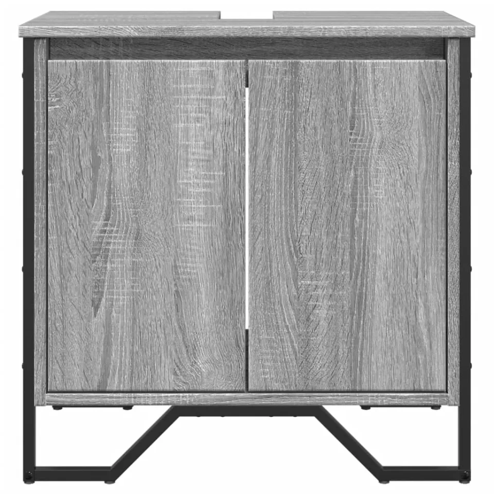 vidaXL Wastafelkast 60x35x60 cm bewerkt hout grijs sonoma eikenkleurig, foto 4