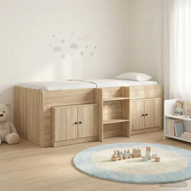 vidaXL Loft Bed Frame met Kast 3 st Sonoma Eiken Bewerkt hout Bruin