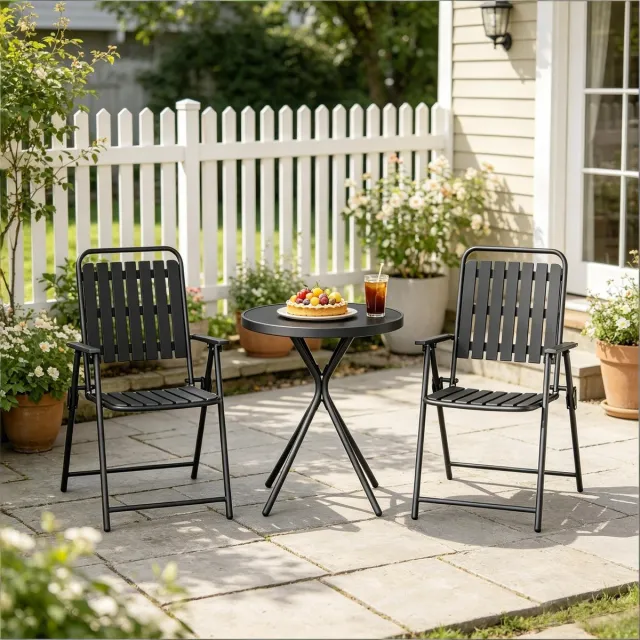 Clruro Tuinmeubelset - 3-Delige Loungeset voor Tuin en Balkon - Gespreksmeubels - Metaal - Grijs Zwart