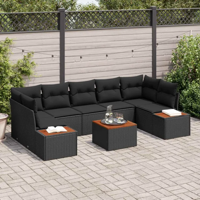 vidaXL Tuin Sofa Set 8 st Zwart Poly riet, foto 2