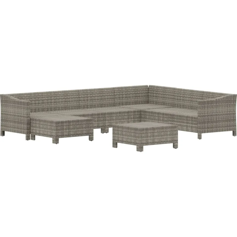 vidaXL 8-delige Loungeset met kussens poly rattan grijs, foto 3