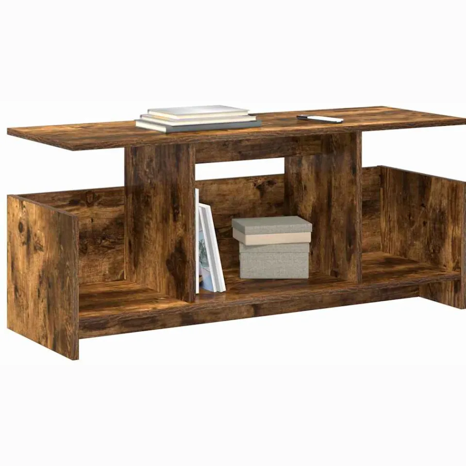 vidaXL TV-standaard 102 x 35 x 45 cm Gerookt eiken Bewerkt hout Bruin