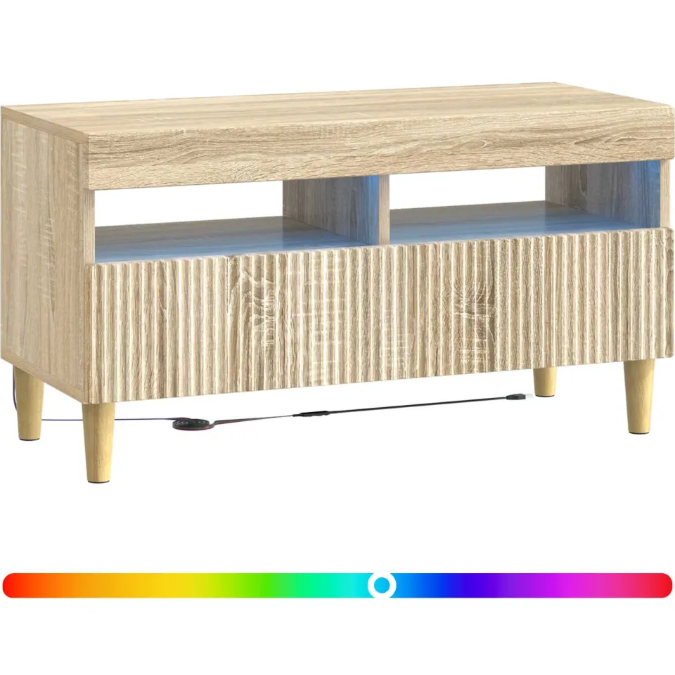 vidaXL LED tv-meubel ARNHEM 81 x 35 x 43 cm Sonoma Eiken Bewerkt hout, foto 3