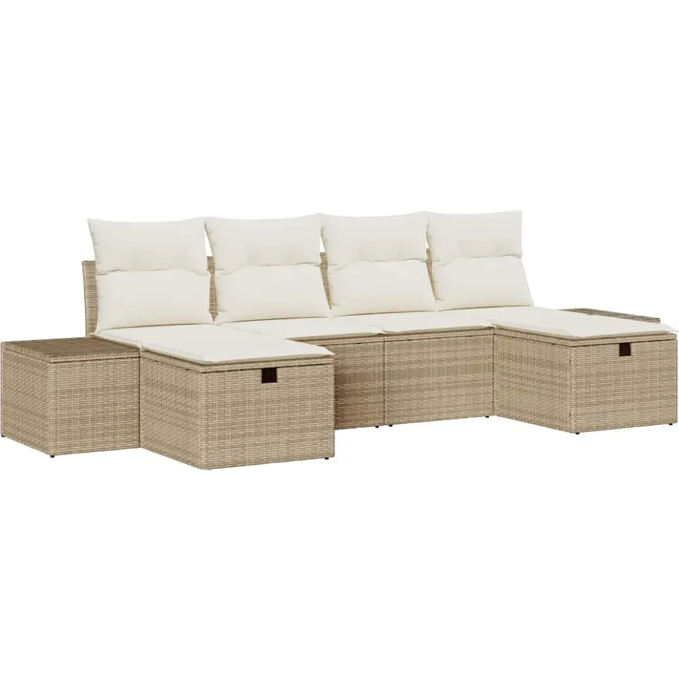 vidaXL Tuin Sofa Set 6 st Beige poly rattan