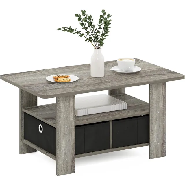 Salontafel - Geschikt voor Woonkamer, Thuiskantoor & Buiten - Stijlvolle Salon Tafel en Sidetable - Lichtbruin en Zwart - 48 x 80 x 39,6 cm - van Imperatoris