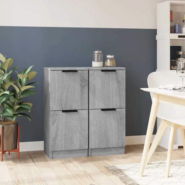 vidaXL Dressoirs 2 st 30x30x70 cm bewerkt hout grijs sonoma eikenkleur, foto 2