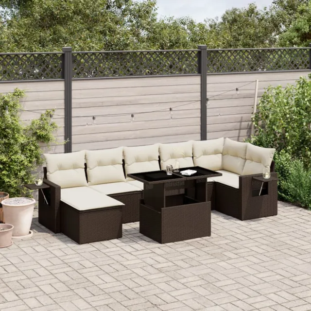 vidaXL 8-delige Loungeset met kussens poly rattan bruin, foto 2