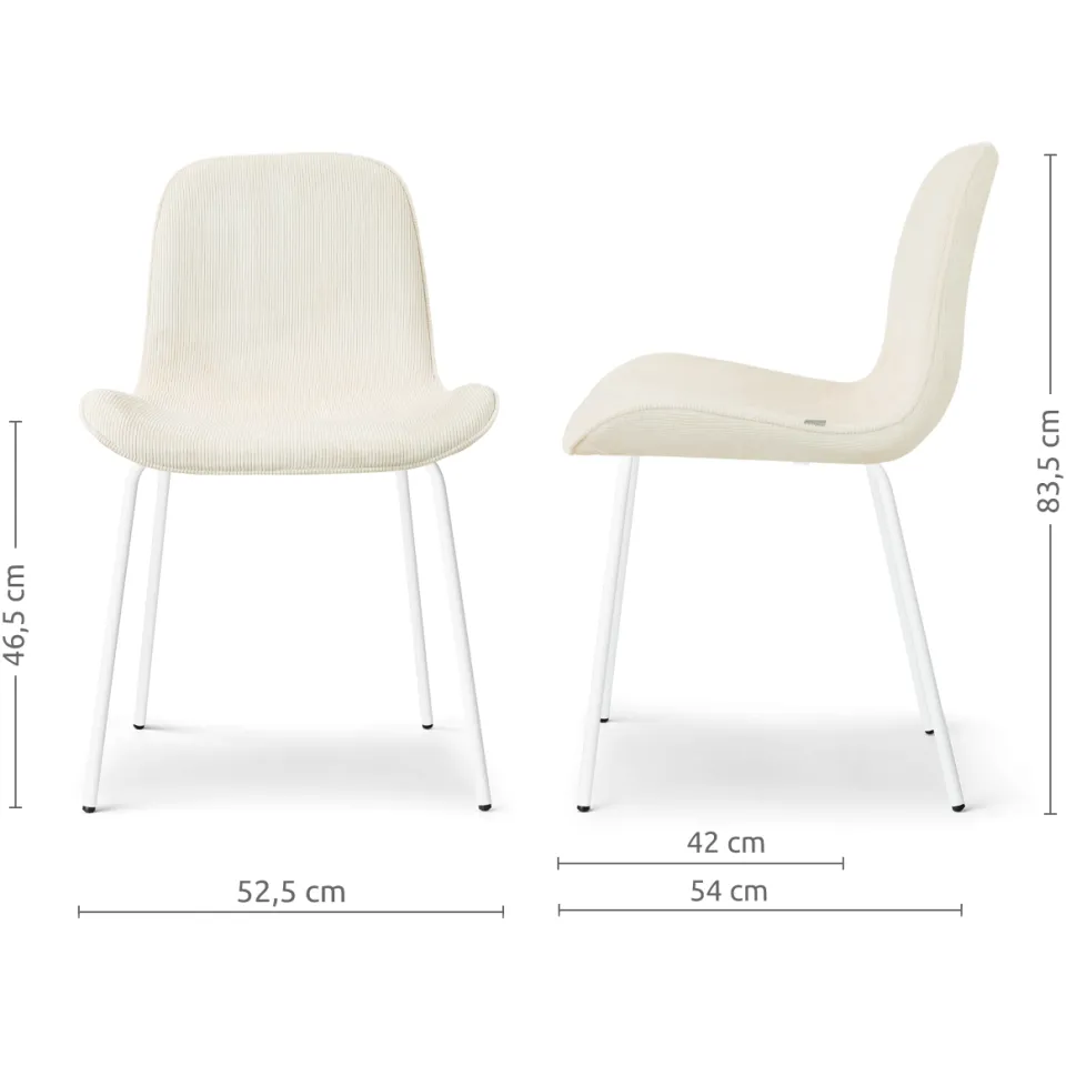 Nolon Nora-Fé eetkamerstoel rib beige - wit onderstel, foto 3