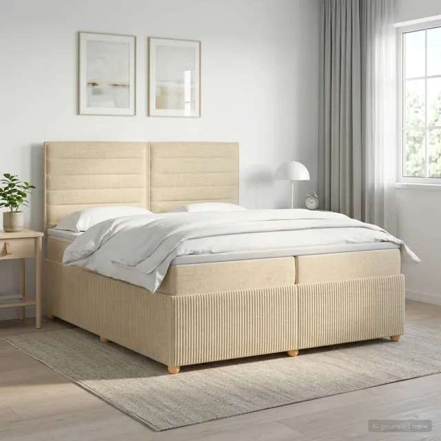 vidaXL Boxspringbed met matras Crèmekleurig 200 x 200 cm Stof