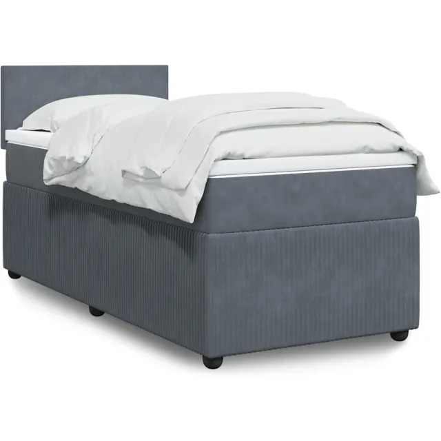 vidaXL Boxspring met matras fluweel donkergrijs 100x200 cm grijs