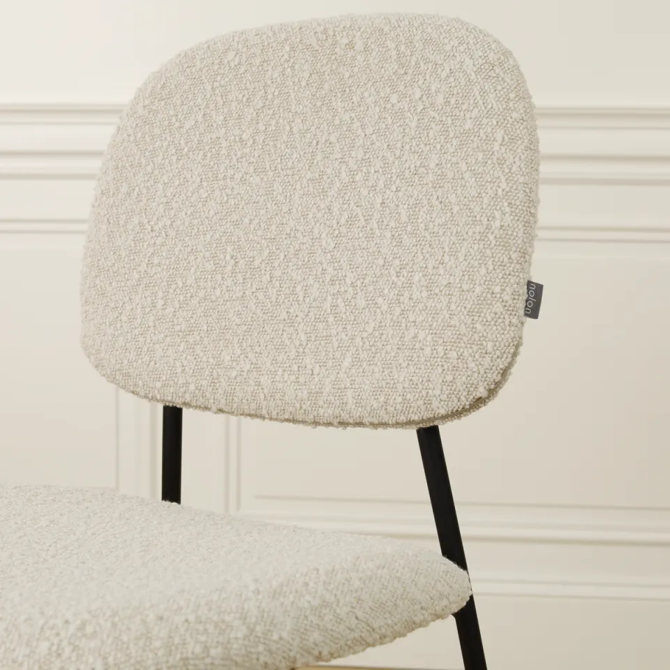 Nolon Jasmijn eetkamerstoel bouclé beige - zwart onderstel, foto 4