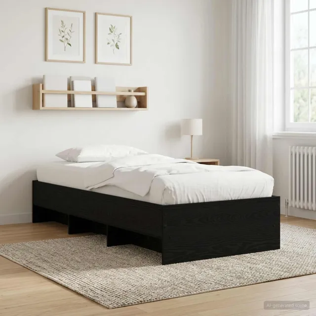 vidaXL Bedframe met plank Zwart eiken 80 x 200 cm Bewerkt hout