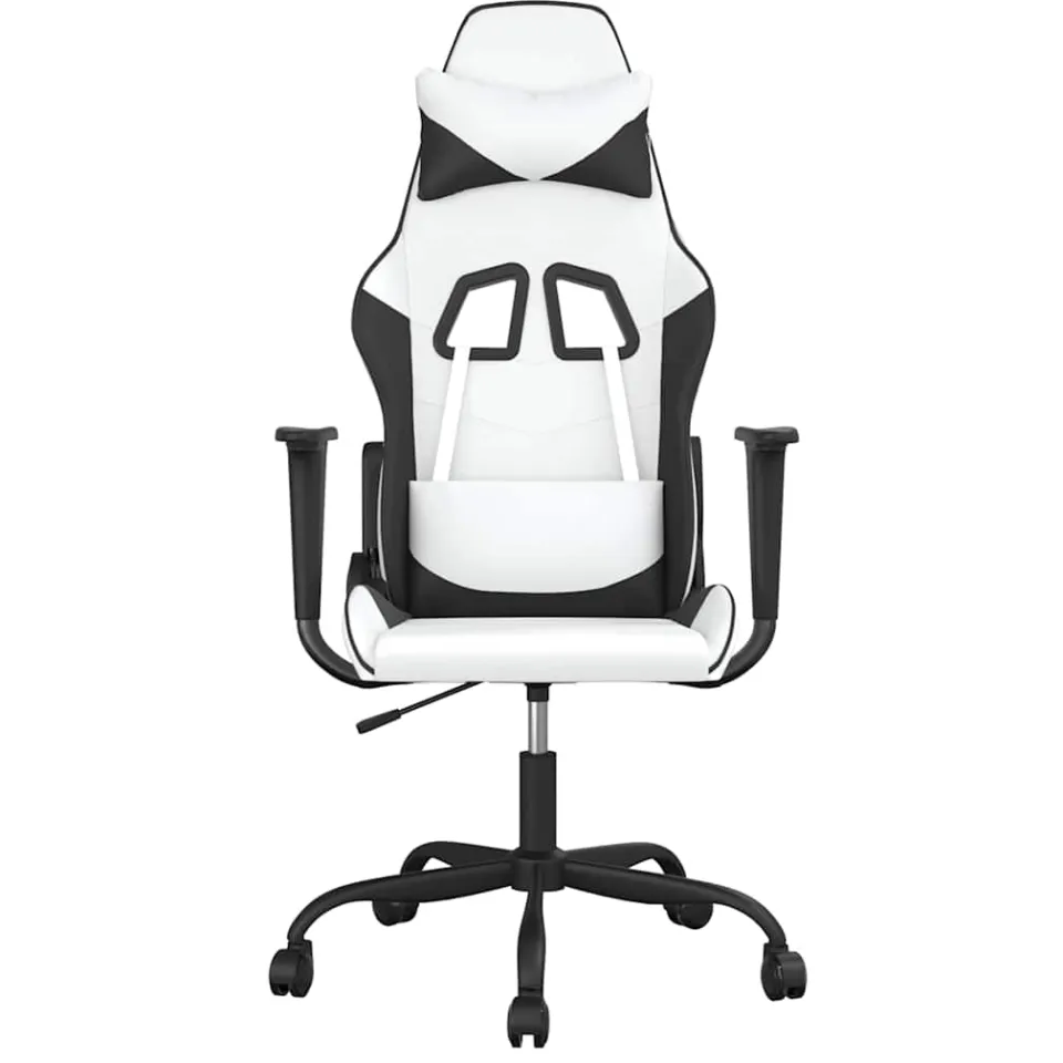vidaXL Gamestoel kunstleer wit en zwart