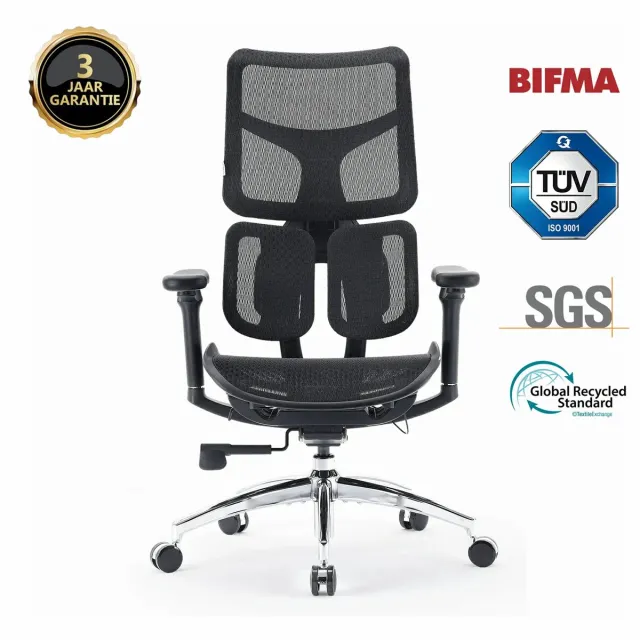 Sihoo S100 Ergonomische Bureaustoel - Dubbele Dynamische Lendensteun - Gamestoel Zwart