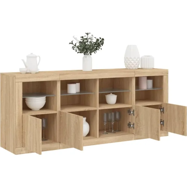 vidaXL Dressoir met LED-verlichting 163x37x67 cm sonoma eikenkleurig Bruin
