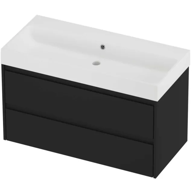 Proline Podium Badmeubelset Polystone Loft 100x46x62 cm Mat White Mat Zwart