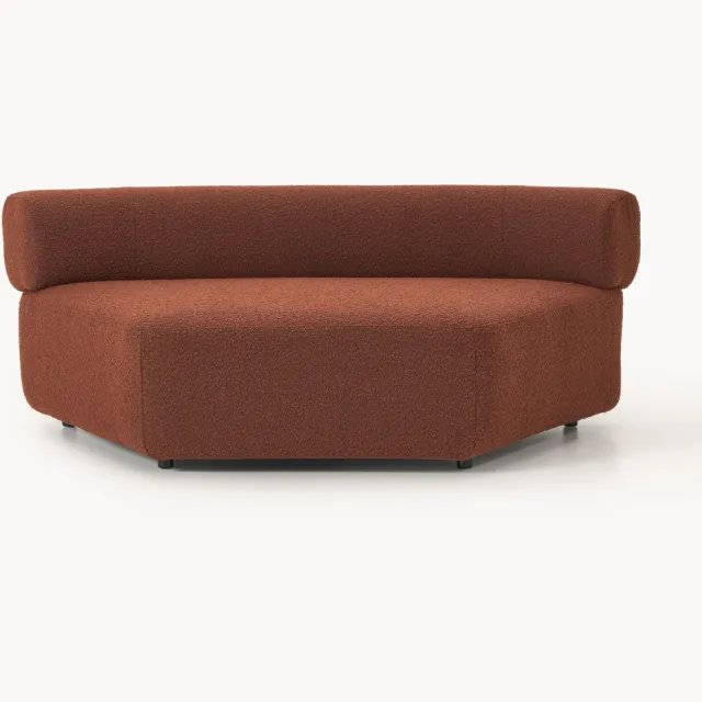 Westwing Collection Ronde bouclé hoekmodule Anton Terracotta