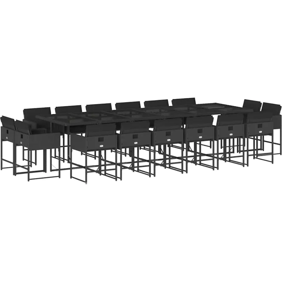 vidaXL 17-delige Tuinset met kussens poly rattan zwart, foto 3
