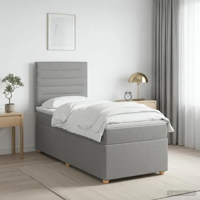 vidaXL Boxspringbed met matras Lichtgrijs 90 x 200 cm Stof