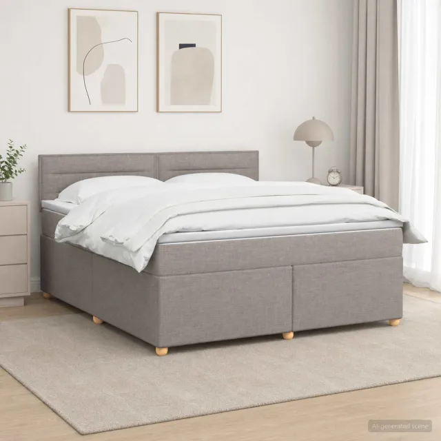 vidaXL Boxspringbed met matras met hoofdeinde Taupe 160 x 200 cm Stof
