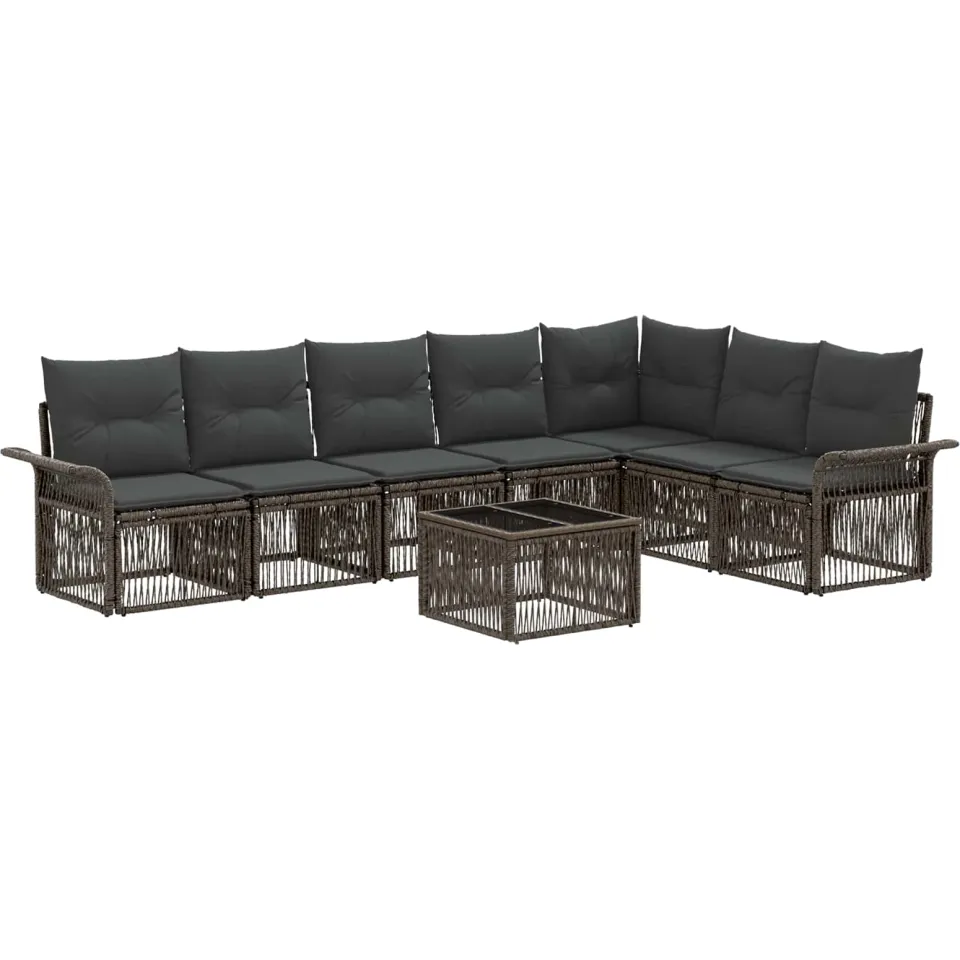 vidaXL Tuinbankenset 8 st Grijs poly rattan, foto 3