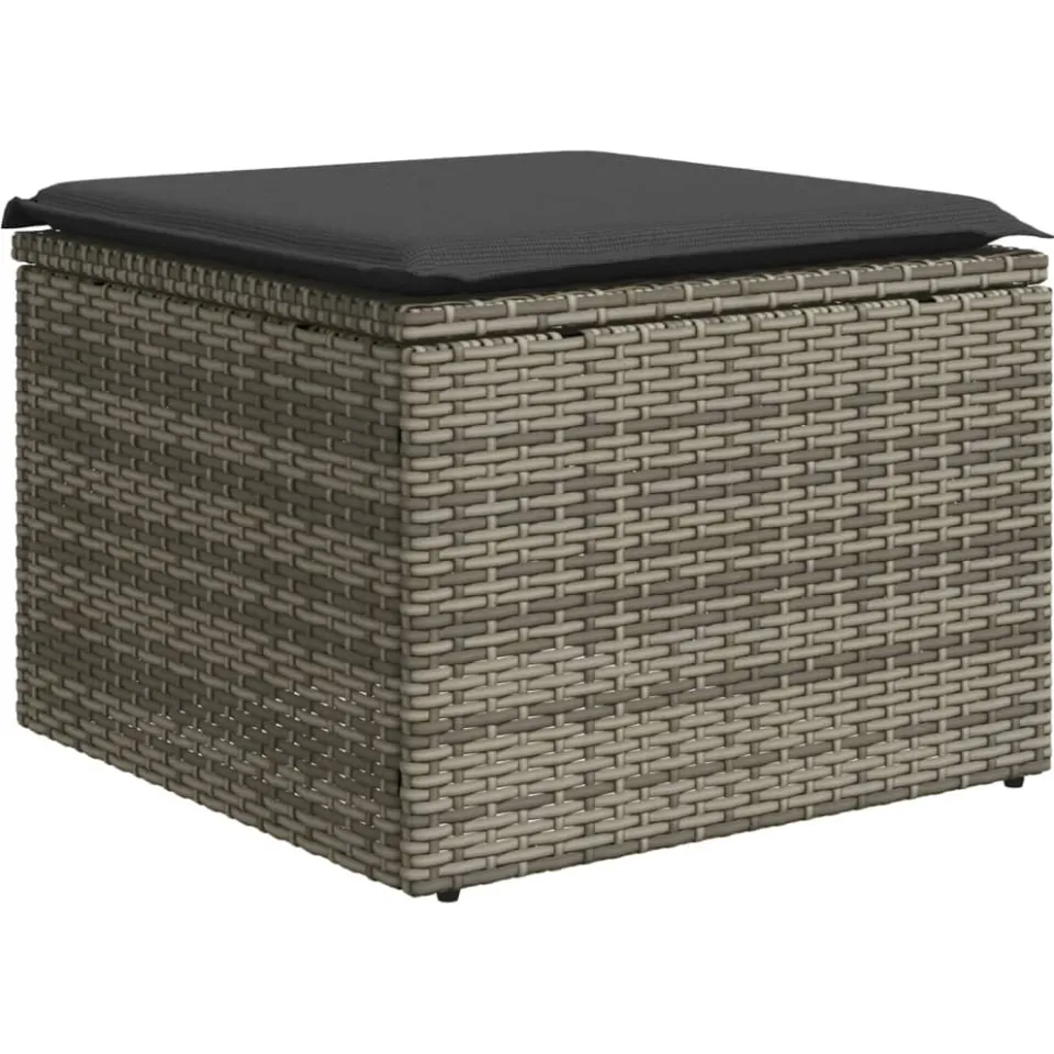vidaXL 8-delige Loungeset met kussens poly rattan grijs