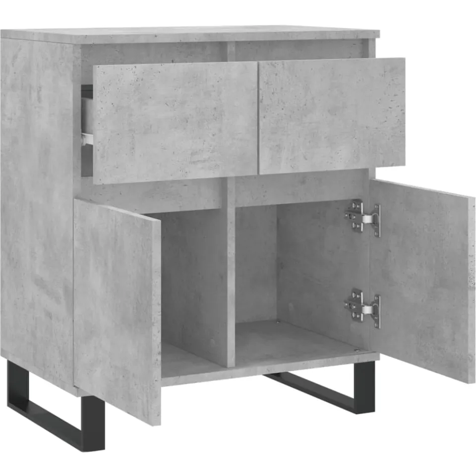 vidaXL Dressoir 60x35x70 cm bewerkt hout betongrijs grijs, foto 4