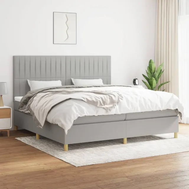 vidaXL Boxspring met matras stof lichtgrijs 200x200 cm grijs
