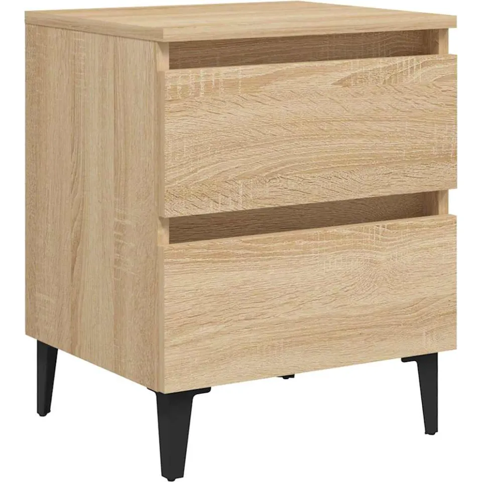 vidaXL Nachtkastje 40x35x50 cm bewerkt hout sonoma eikenkleurig Bruin