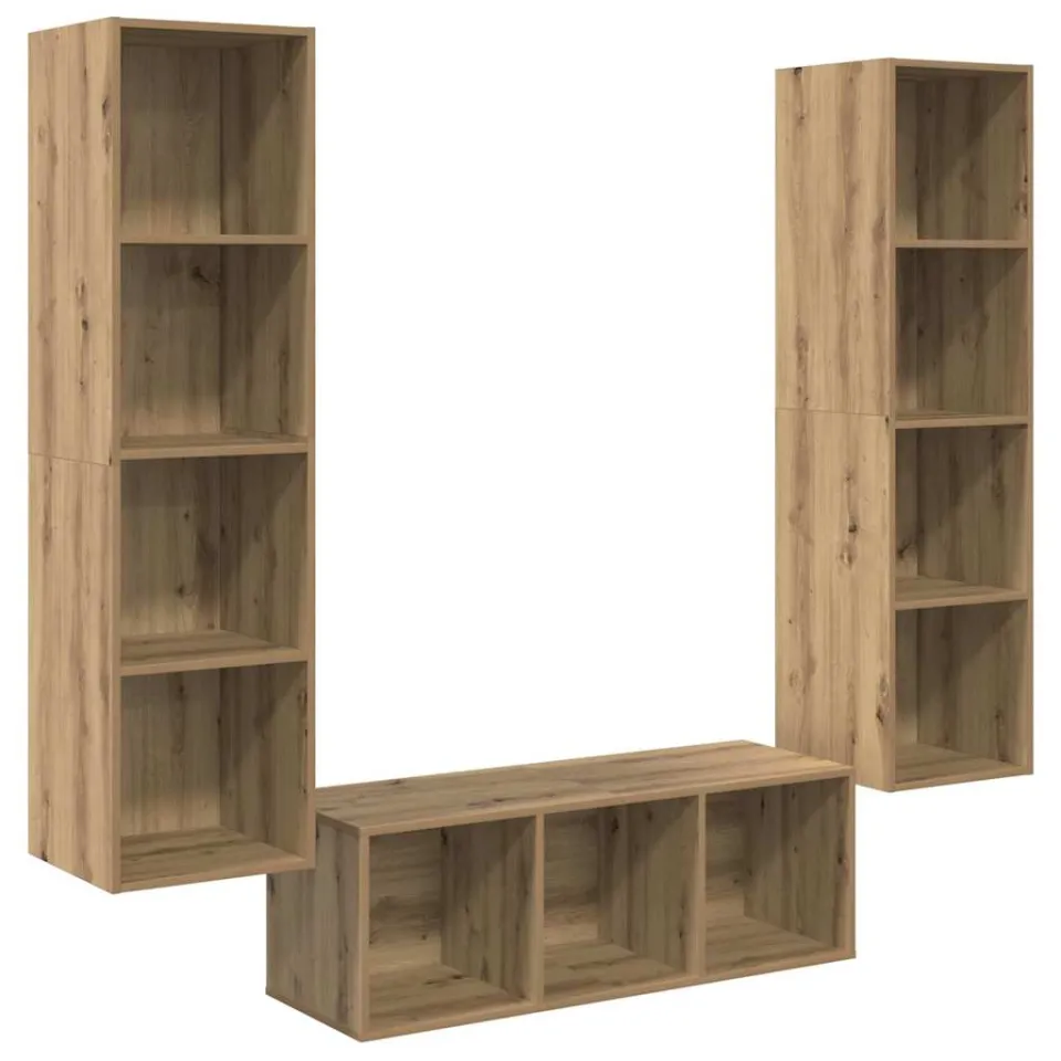 vidaXL Tv-meubelset 3 st 37 x 37 x 142,5 cm Artisan Eiken Bruin