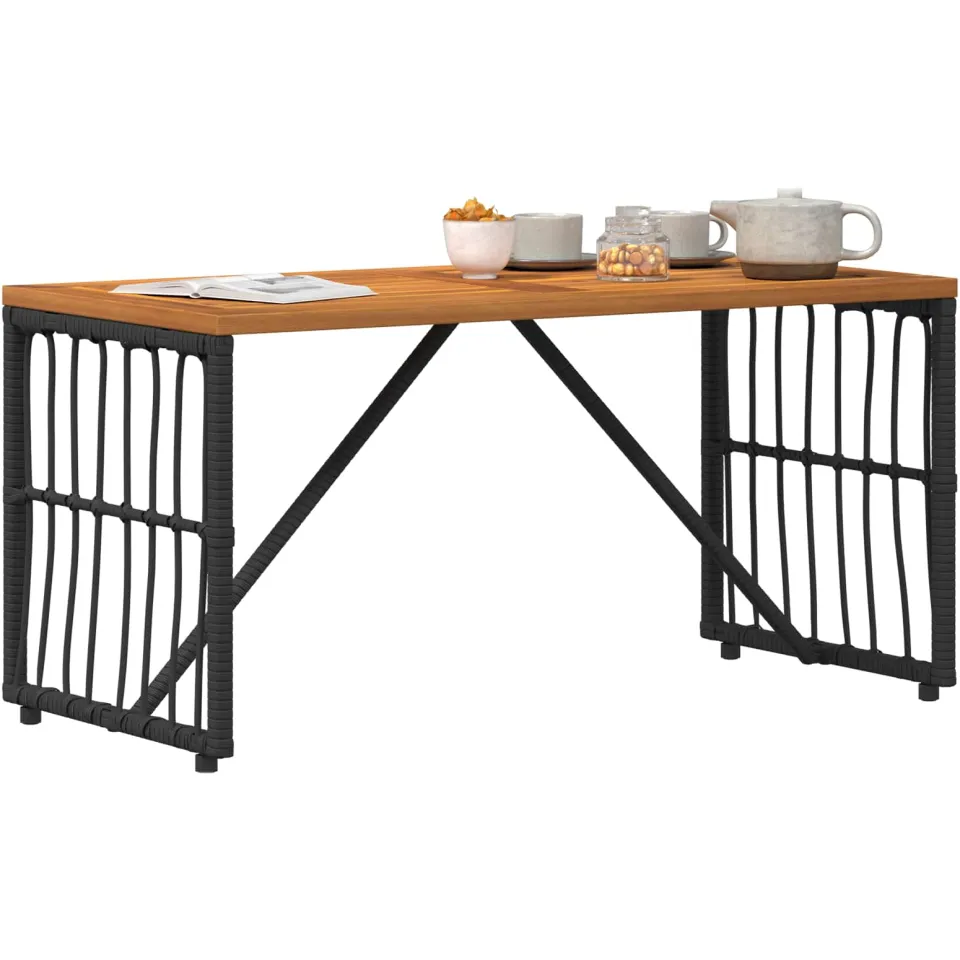 vidaXL Buiten Tafel Zwart 80 x 40 x 40 cm Staal en Poly Rattan