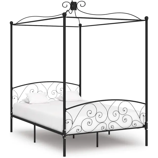 vidaXL Hemelbedframe metaal zwart 140x200 cm