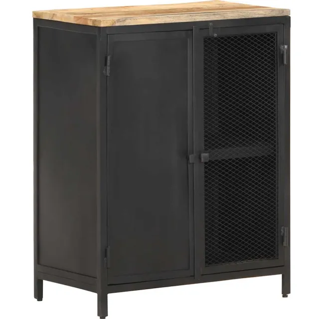vidaXL Dressoir 60x35x78 cm massief ruw mangohout Zwart