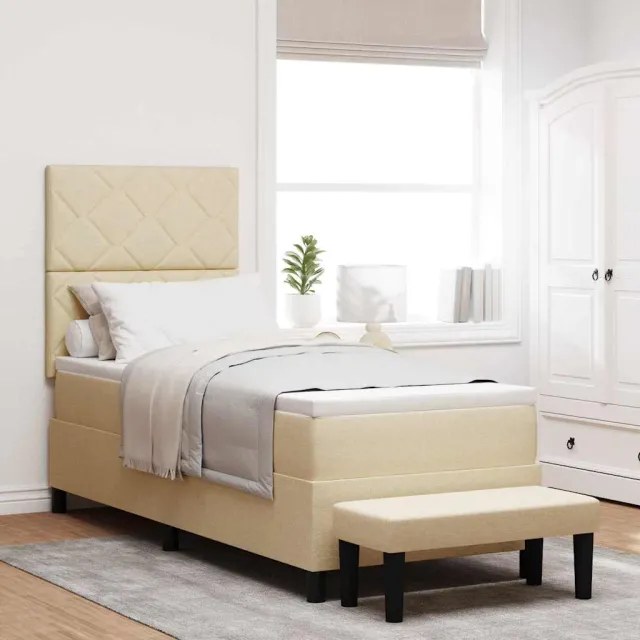 vidaXL Boxspringbed met hoofdeinde Crème 80 x 200 cm Stof