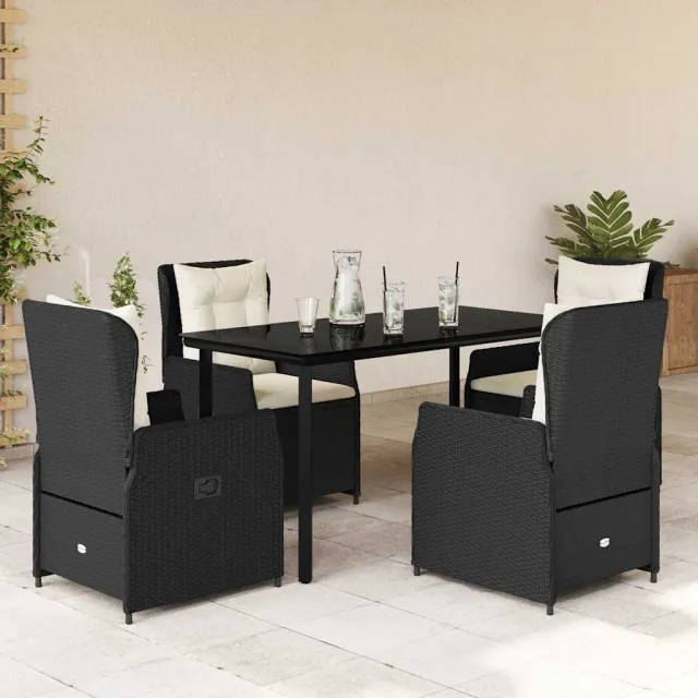 vidaXL 5-delige Tuinset met kussens poly rattan zwart, foto 2