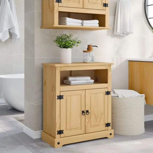 vidaXL Badkamerkast Corona 70x33x80 cm massief grenenhout bruin, foto 2