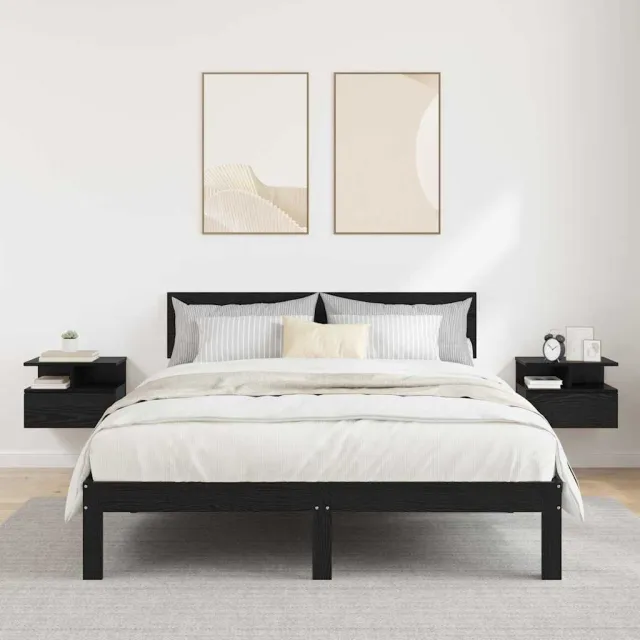 vidaXL Vliegend Nachtkastje 2 st Zwart Eiken 40 x 31 x 28 cm