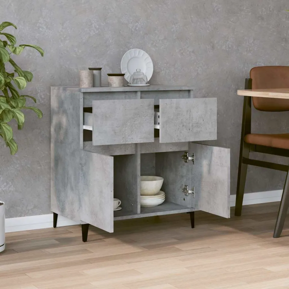 vidaXL Dressoir 60x35x70 cm bewerkt hout betongrijs grijs, foto 3