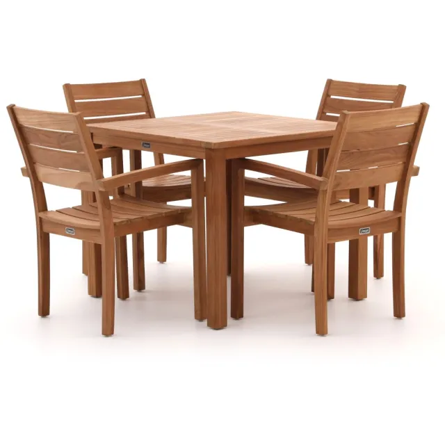 Sunyard Furniture Sunyard Liverpool 90cm dining tuinset 5-delig stapelbaar bruin, foto 2