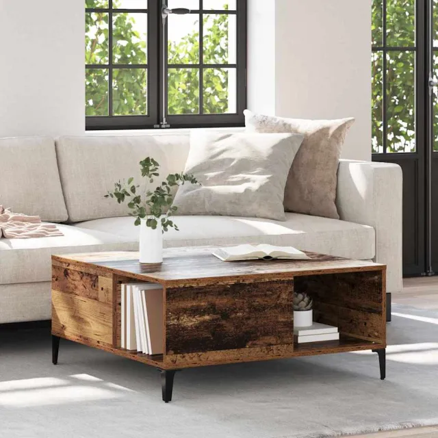 vidaXL Salontafel Oud Hout 80 x 80 x 36,5 cm Bewerkt hout bruin, foto 2